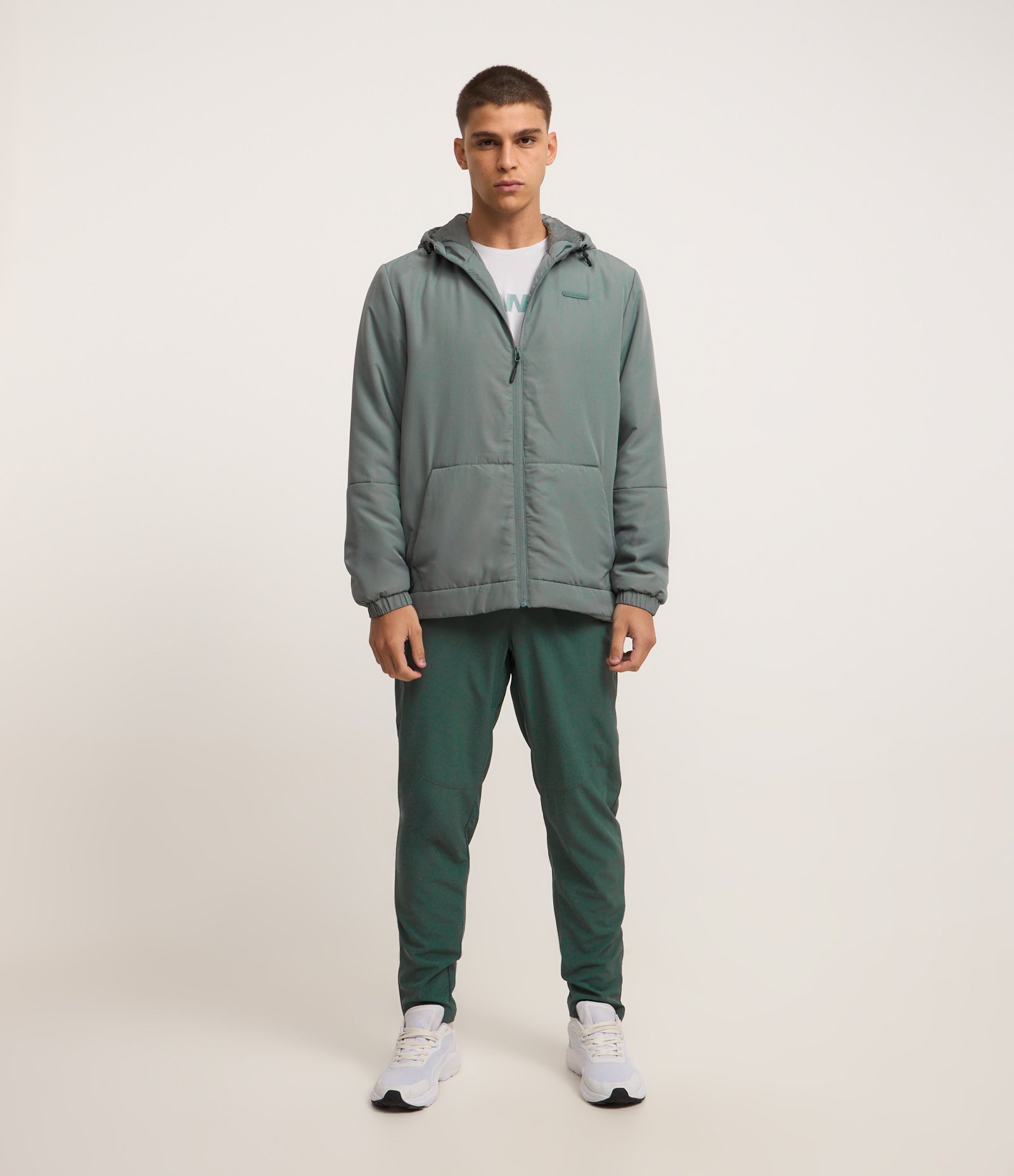 Jaqueta Esportiva com Capuz e Regulador Cinza 2