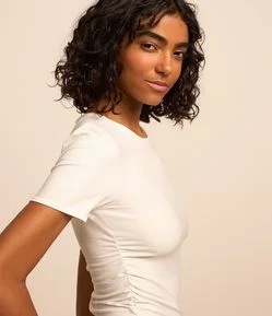 Body com Drapeado Lateral e Manga Curta