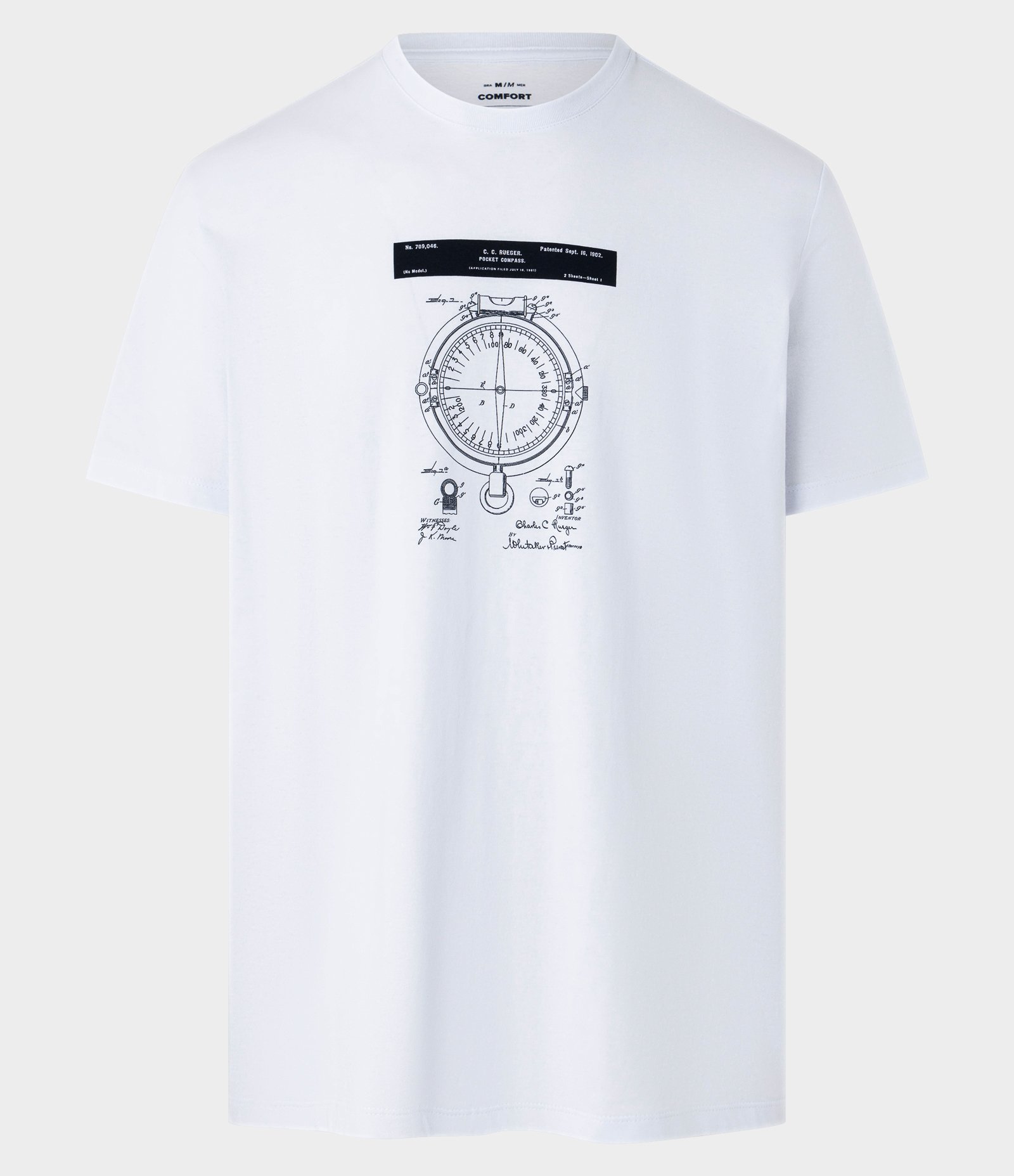 Camiseta Comfort em Algodão com Estampa de Bússola Branco 5