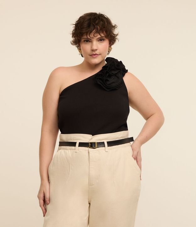 Blusa Ombro Só em Ribana com Flores Curve & Plus Size
