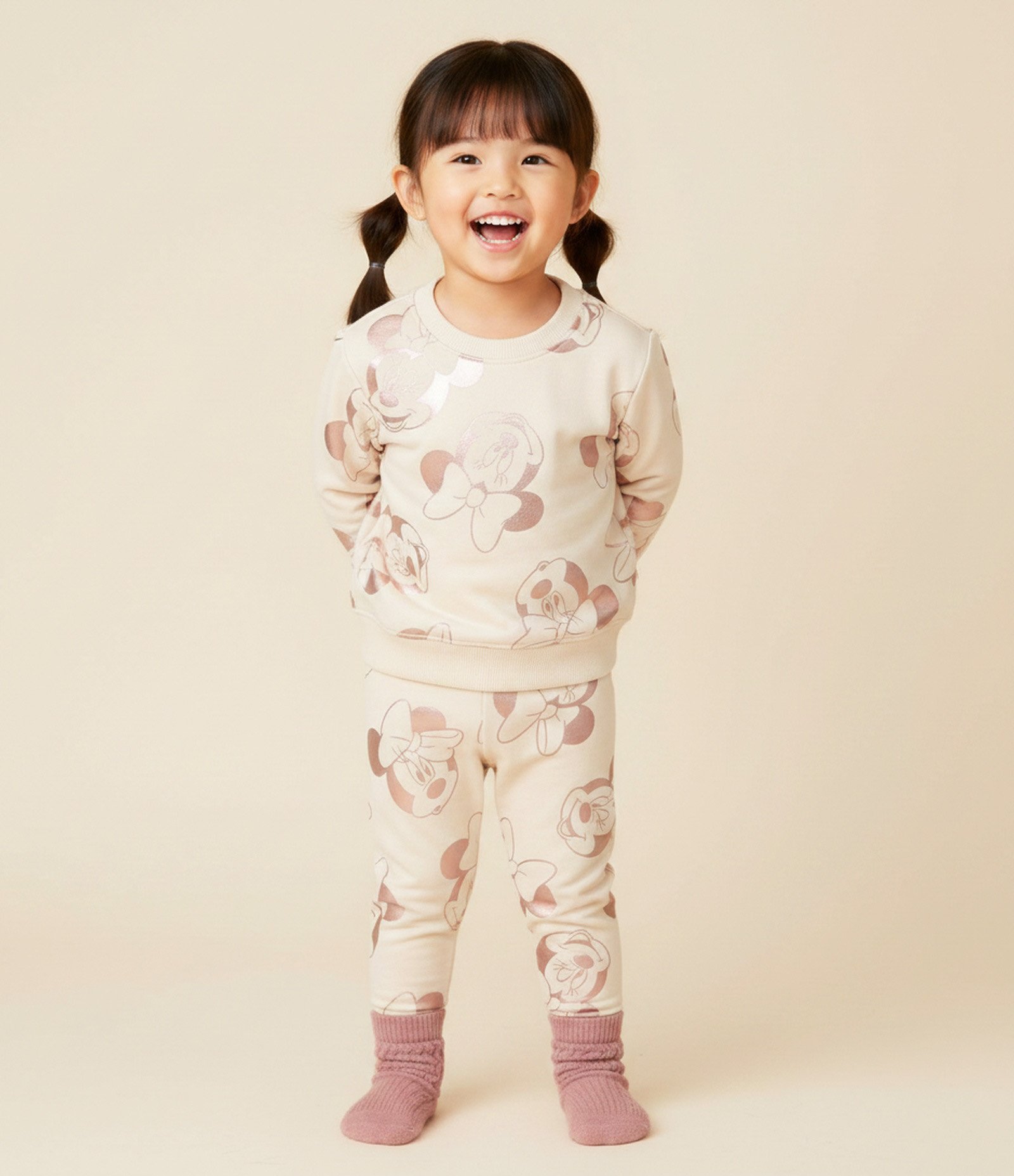 Conjunto Infantil com Estampa Minnie – Tam 1 a 5 Anos Bege 1