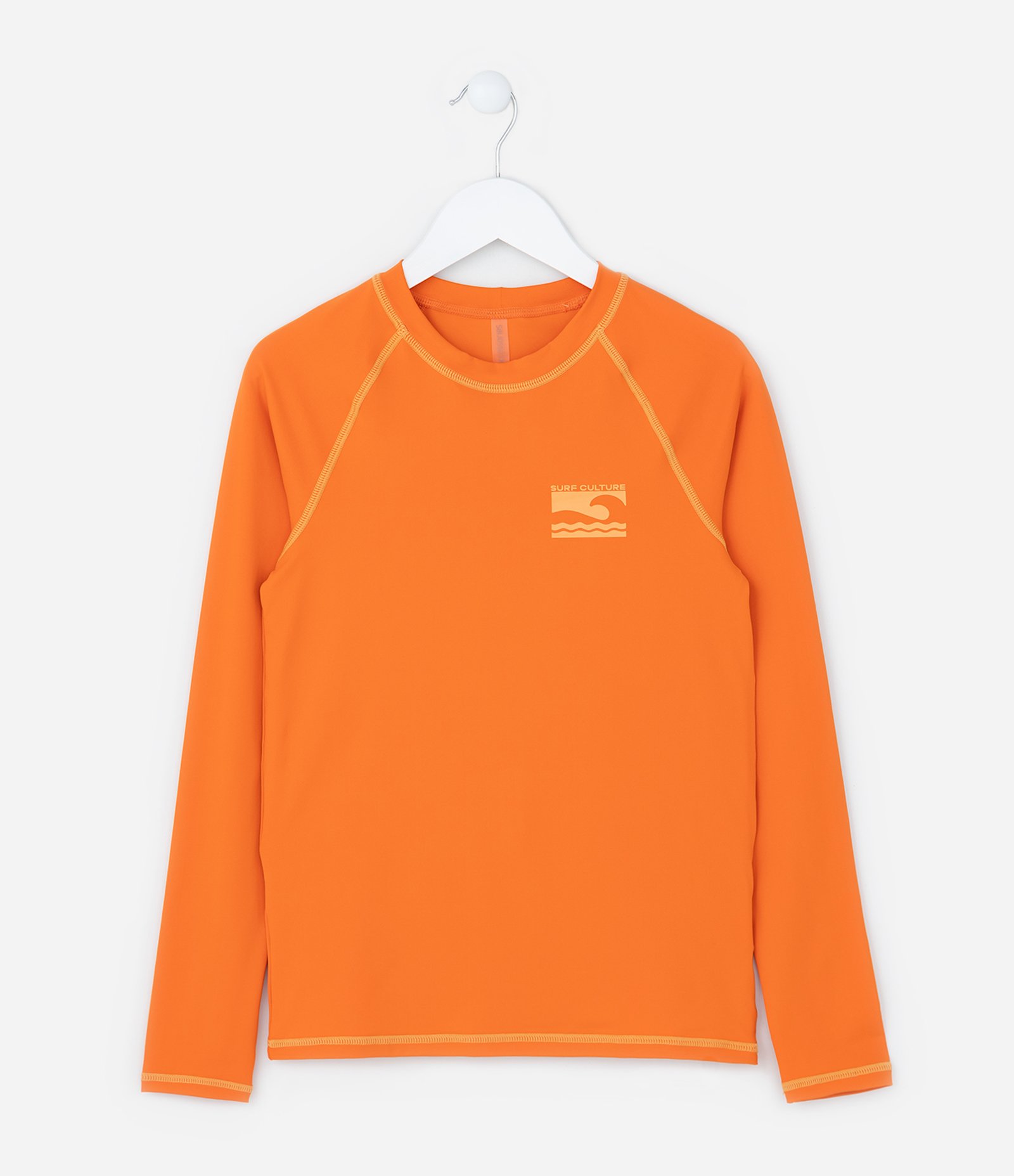 Camiseta de Praia Infantil com Proteção UV - Tam 5 a 14 Anos Laranja 1