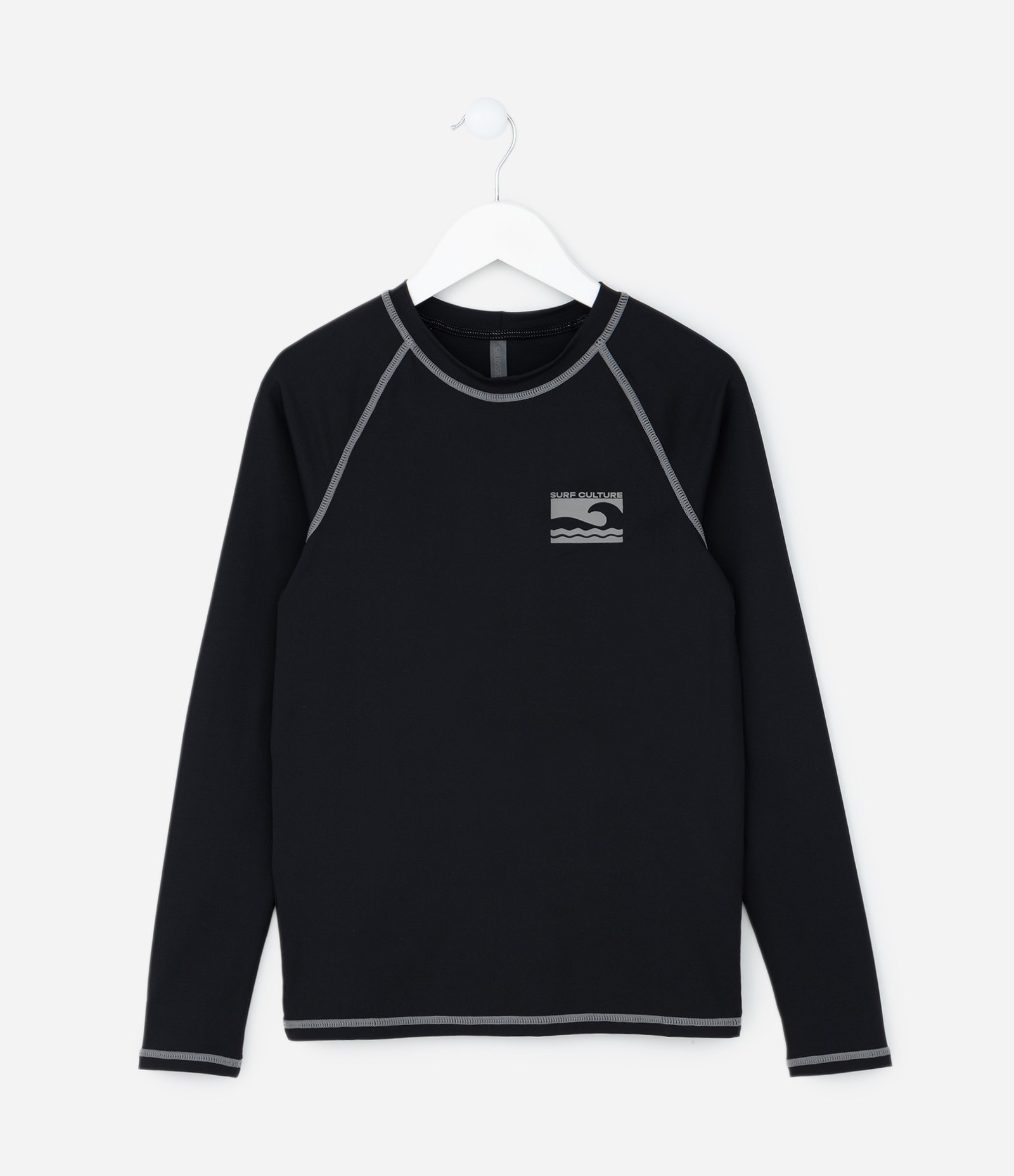 Camiseta de Praia Infantil com Proteção UV - Tam 5 a 14 Anos Preto 1