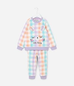 Pijama Infantil em Fleece com Bordado de Carinha - Tam 2 a 4 anos
