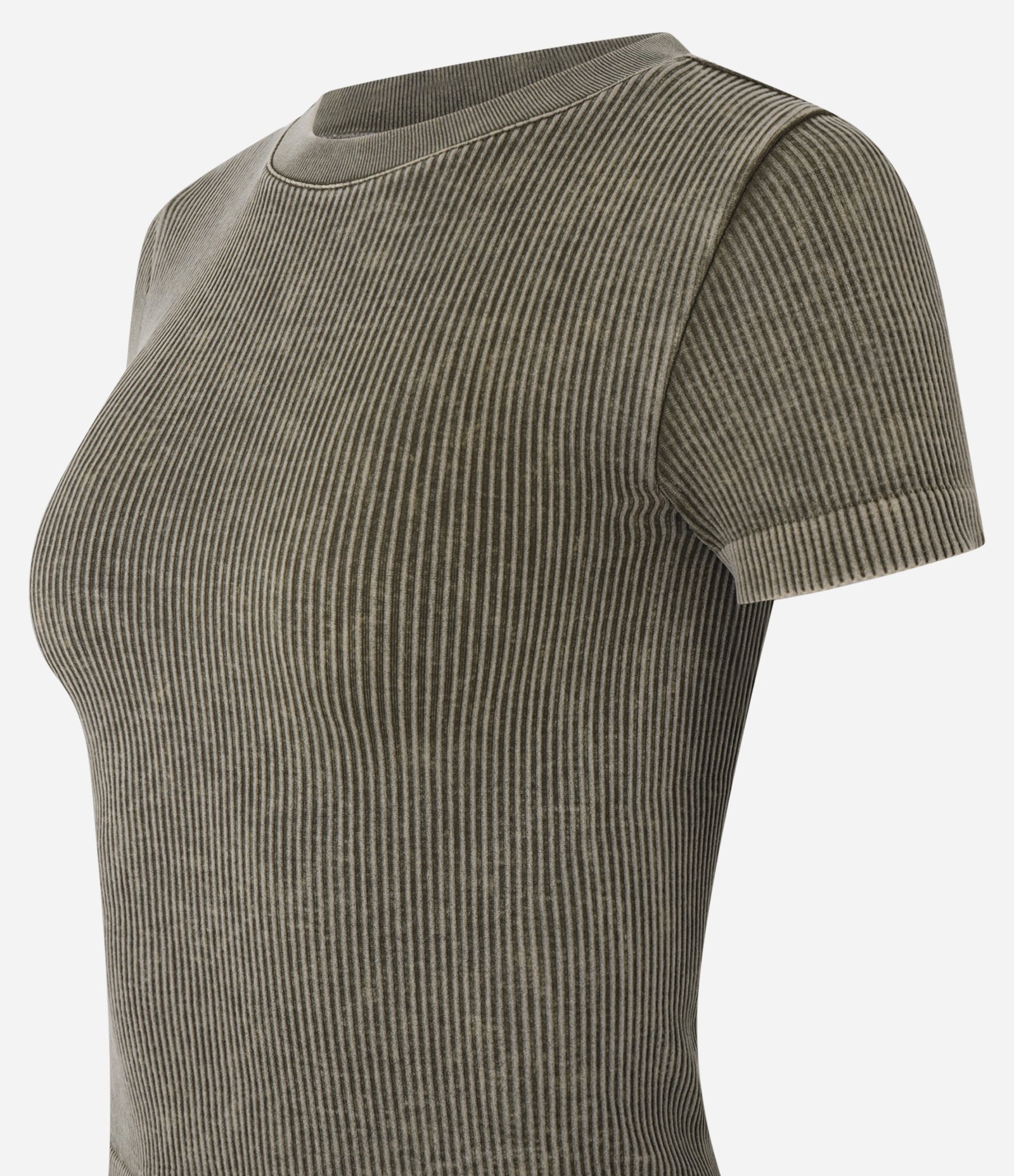 Blusa Curta Sem Manga Seamless com Efeito Lavado Verde 5