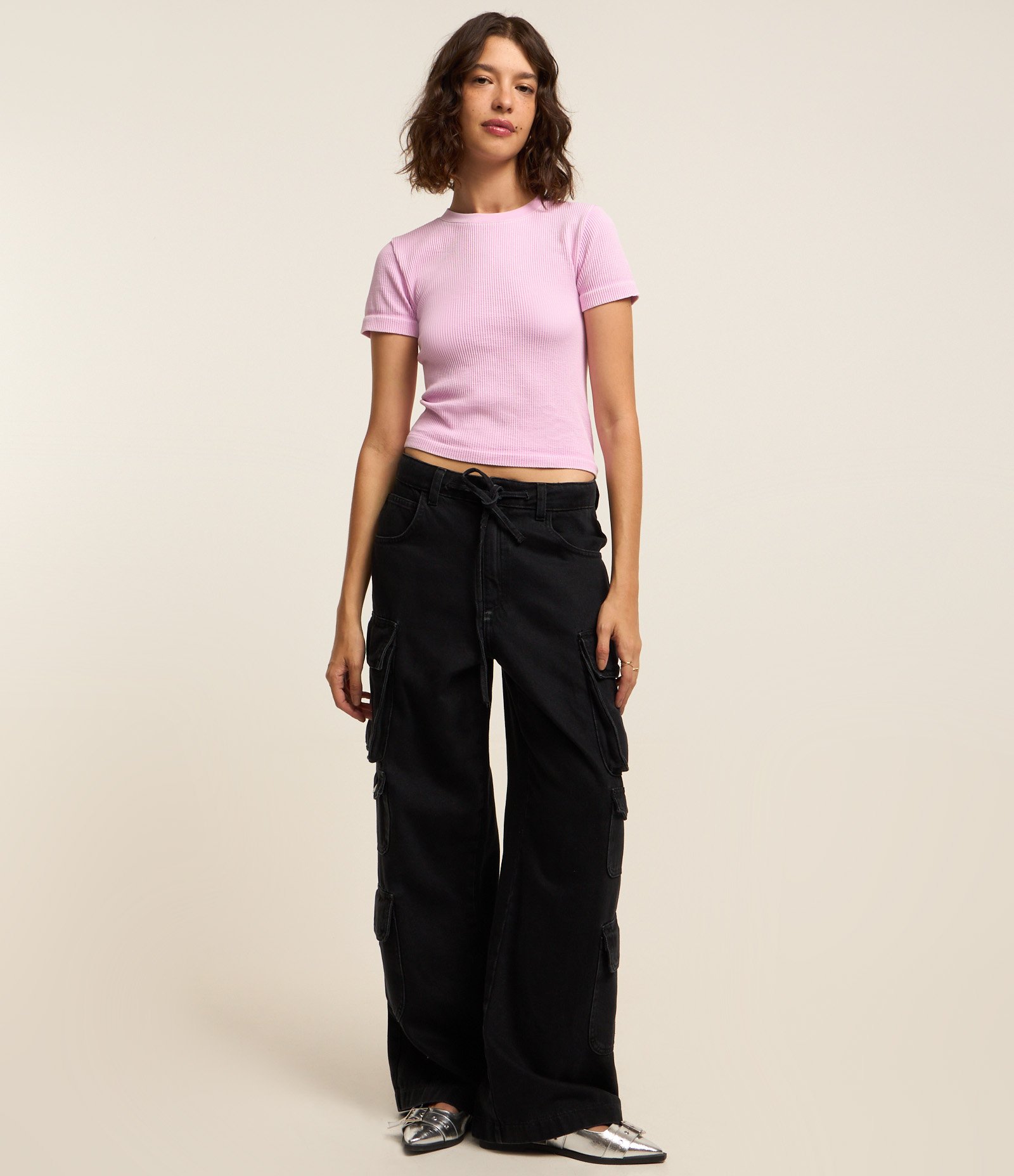 Blusa Curta Sem Manga Seamless com Efeito Lavado 2