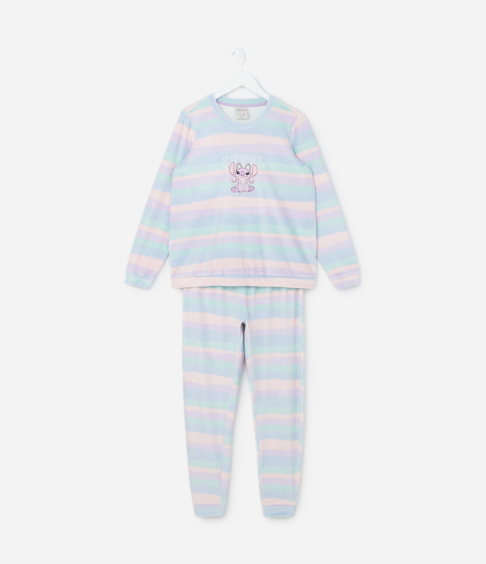 Pijama Longo Infantil em Plush com Bordado da Angel - Tam 5 a 14 Anos Azul 1