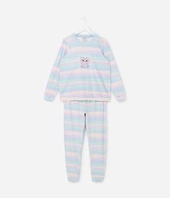 Pijama Longo Infantil em Plush com Bordado da Angel - Tam 5 a 14 Anos