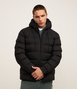 Jaqueta Puffer Esportiva sem Costura com Capuz