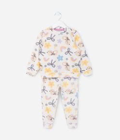 Pijama Longo Infantil em Plush com Estampa Ratinha - Tam 1 a 4 Anos