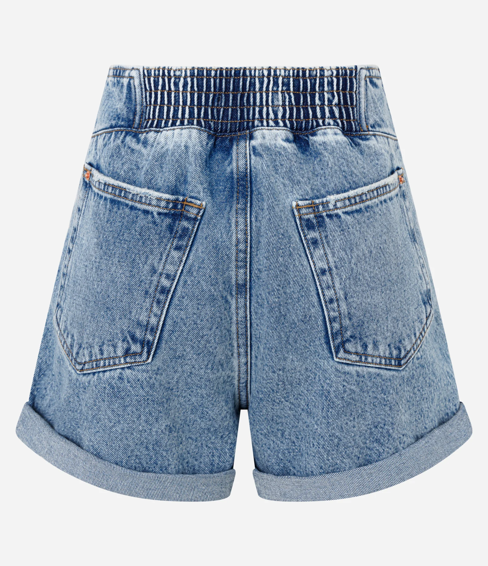 Short Mom em Jeans Marmorizado e Barra Dobrada Azul 2
