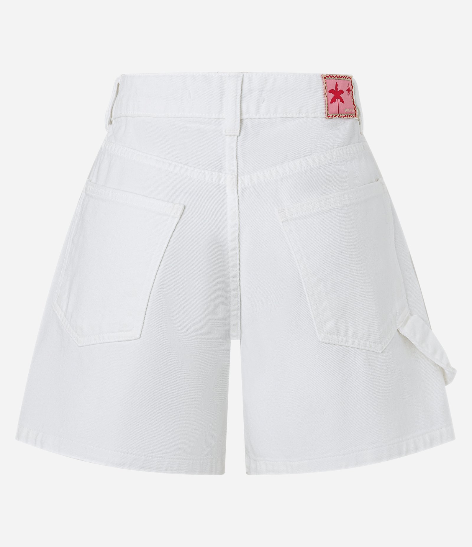Short Cintura Alta em Jeans com Bolso Carpinteiro Branco 6