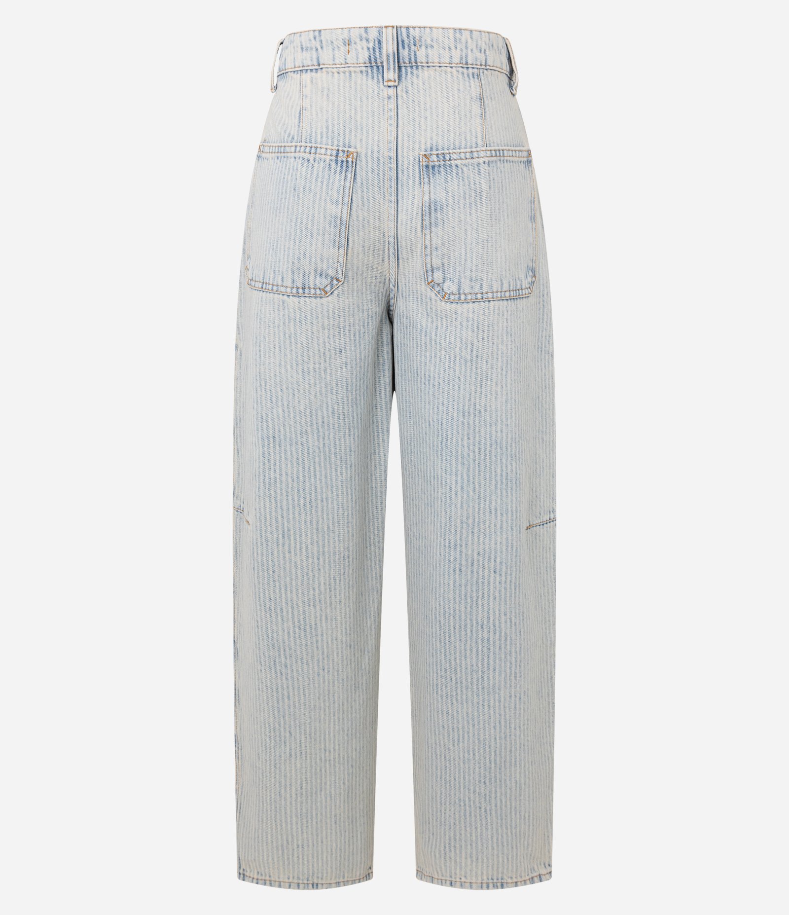 Calça Baggy em Jeans com Efeito Dirty e Listras Azul 6