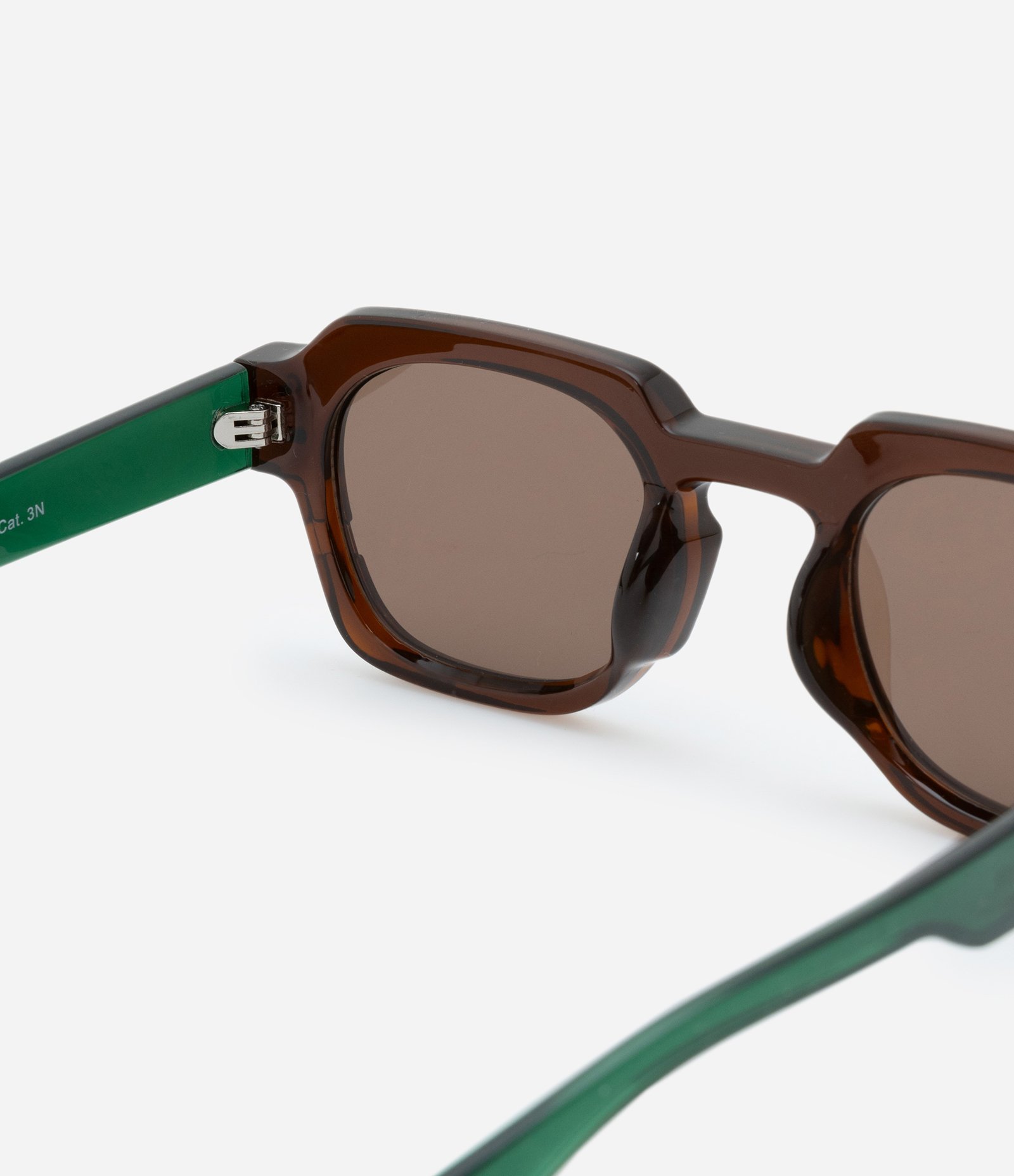 Óculos Quadrado Hastes Bicolor e Lentes Contrastantes Verde/Marrom 3