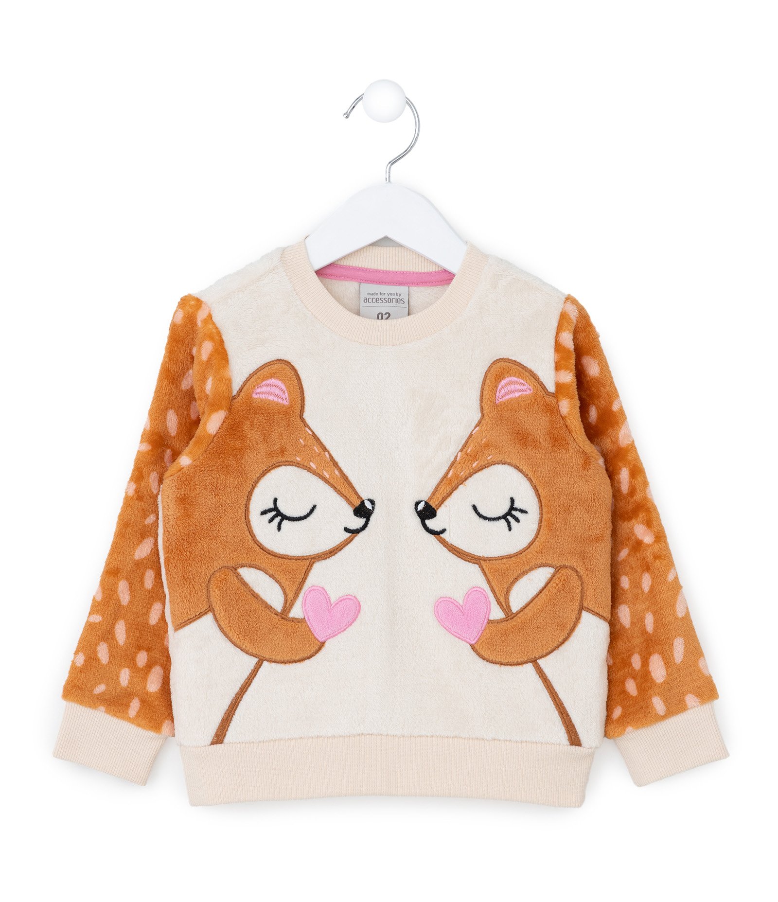 Pijama Infantil em Fleece com Bordado Raposinhas - Tam 2 a 4 Anos Laranja 2