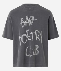 Camiseta Boxy em Algodão Estonado com Estampa Poetry Club