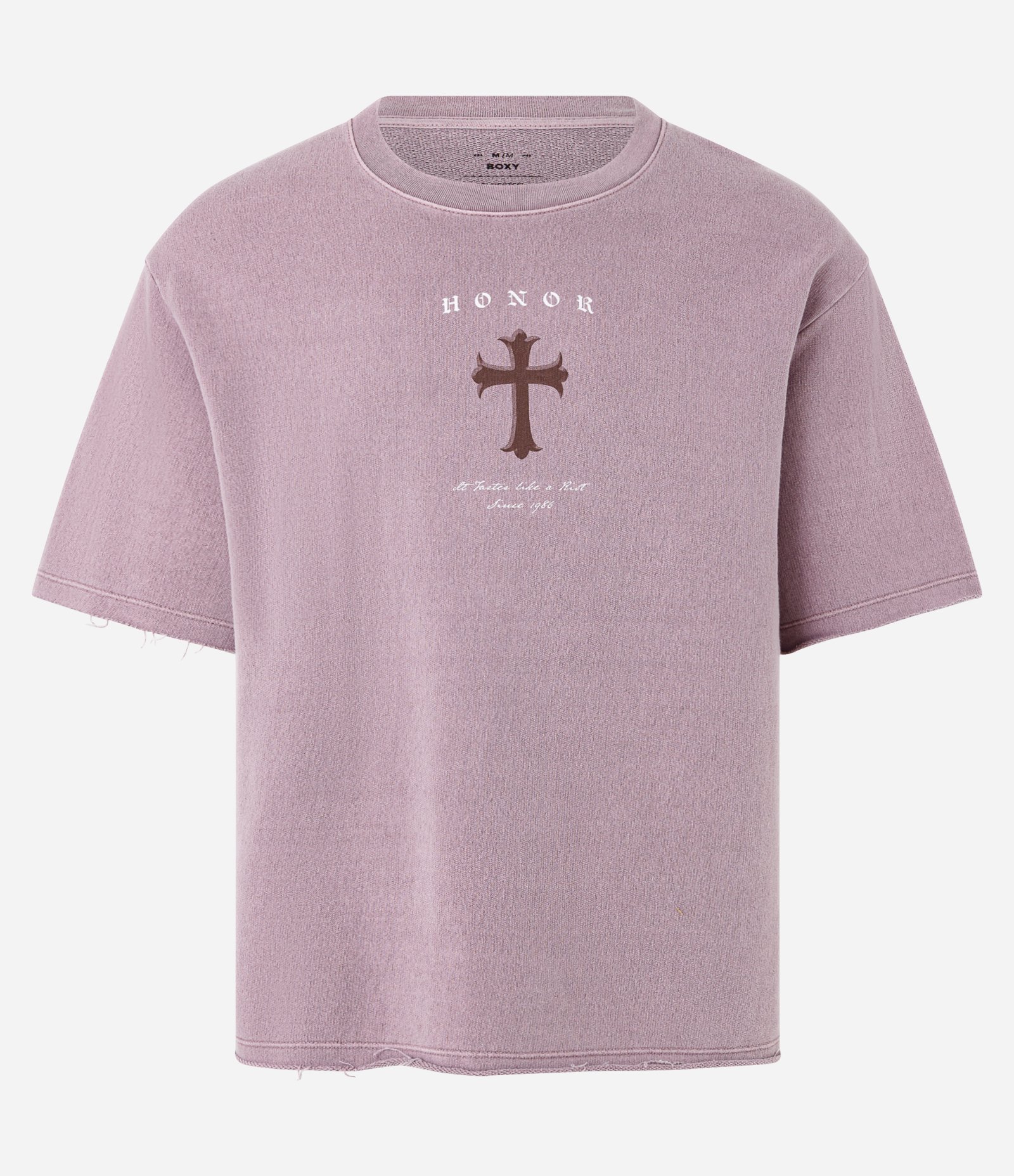 Camiseta Boxy em Moletinho com Estampa de Cruz Lilás 5