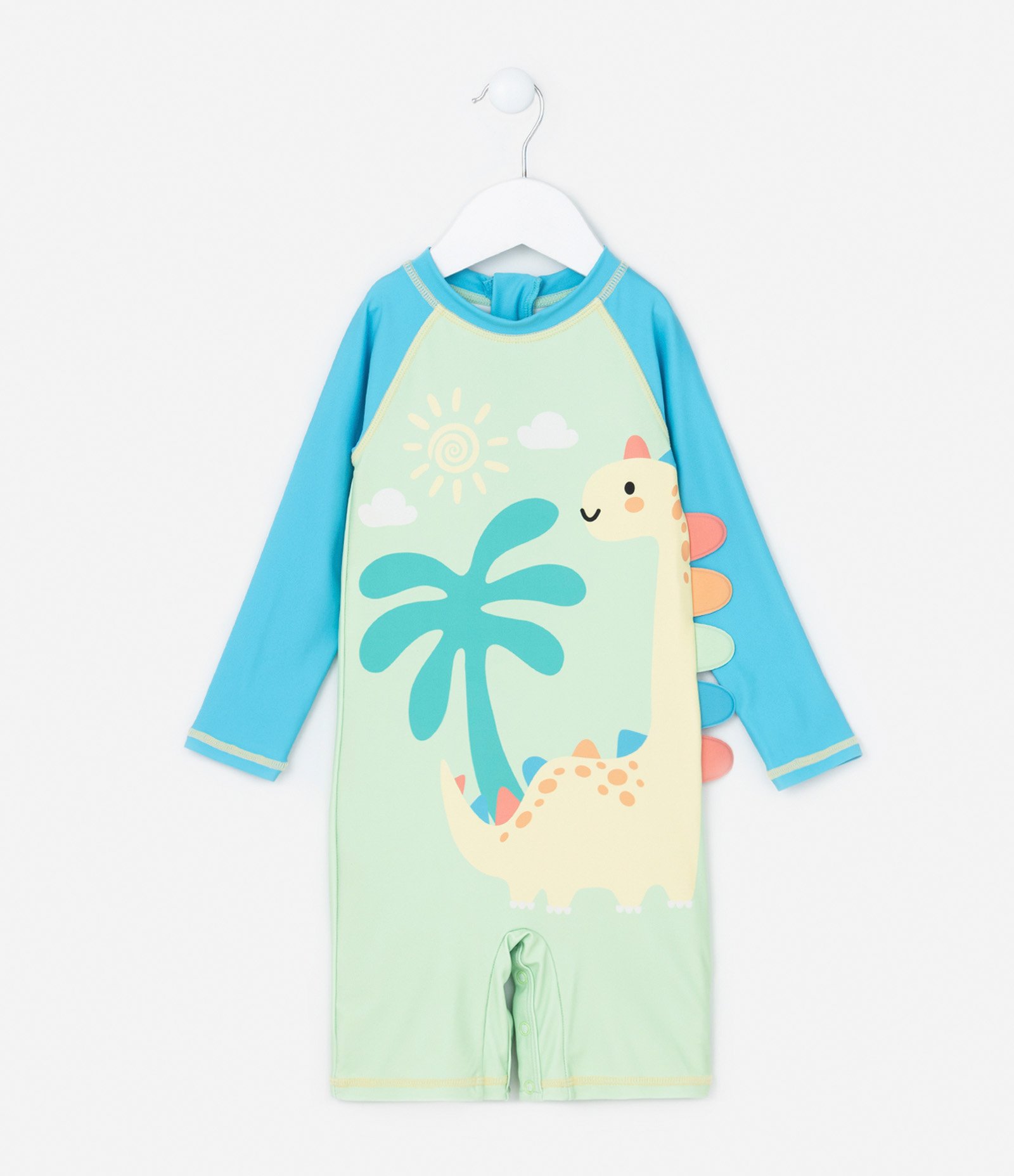 Conjunto Infantil com Proteção Uv e Estampa de Dino - Tam 6 meses a 4 Anos Verde 2