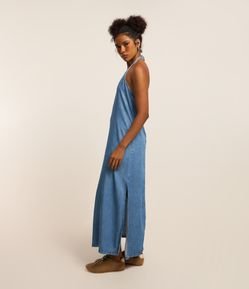 Vestido Frente Única em Jeans com Costas Abertas