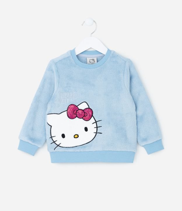 Pijama Infantil em Fleece com Bordado Hello Kitty com Laço - Tam 2 a 14 Anos