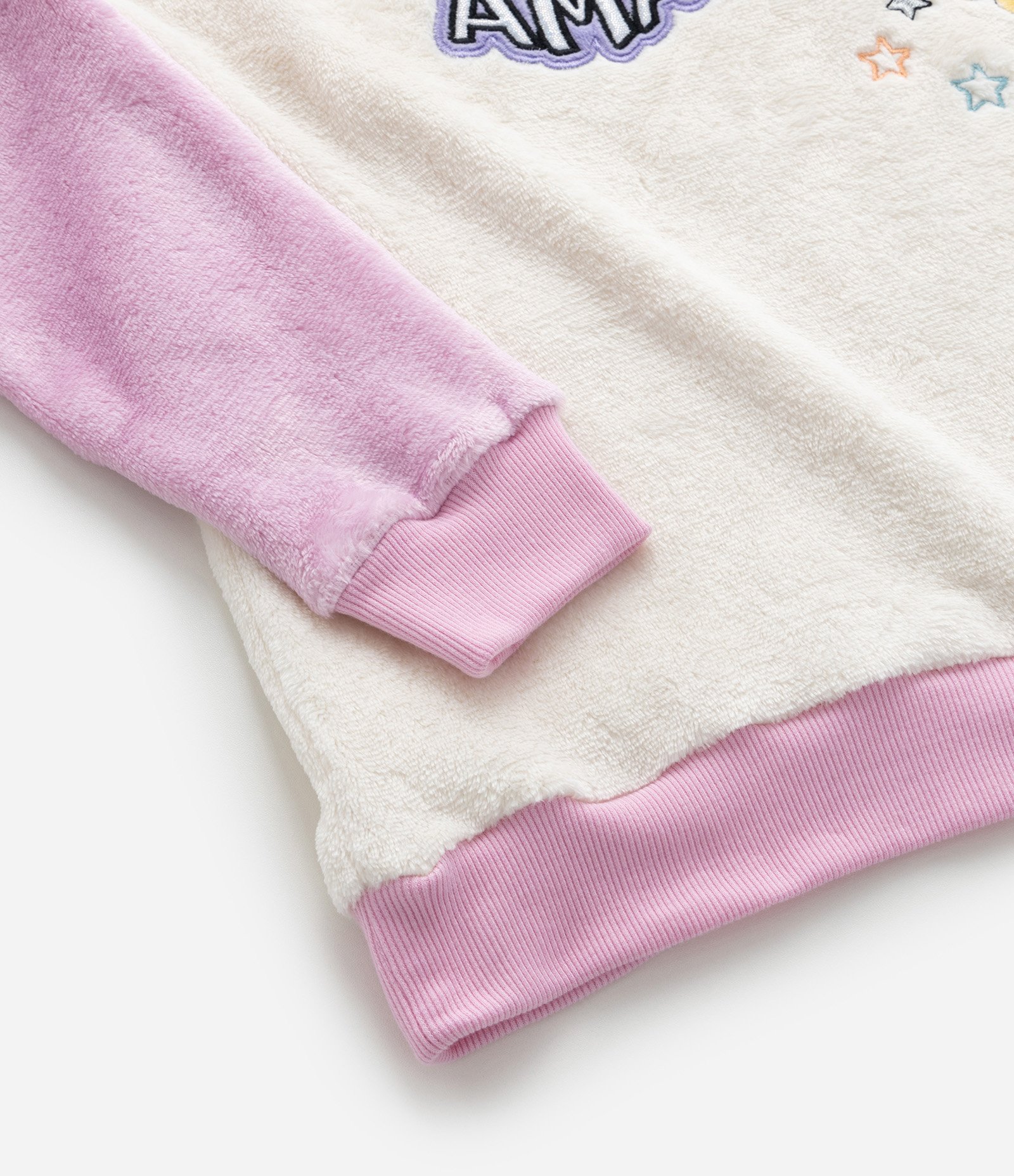 Pijama Infantil em Fleece com Bordado Lettering Amazing - Tam 5 a 14 Anos Rosa/Bege 7