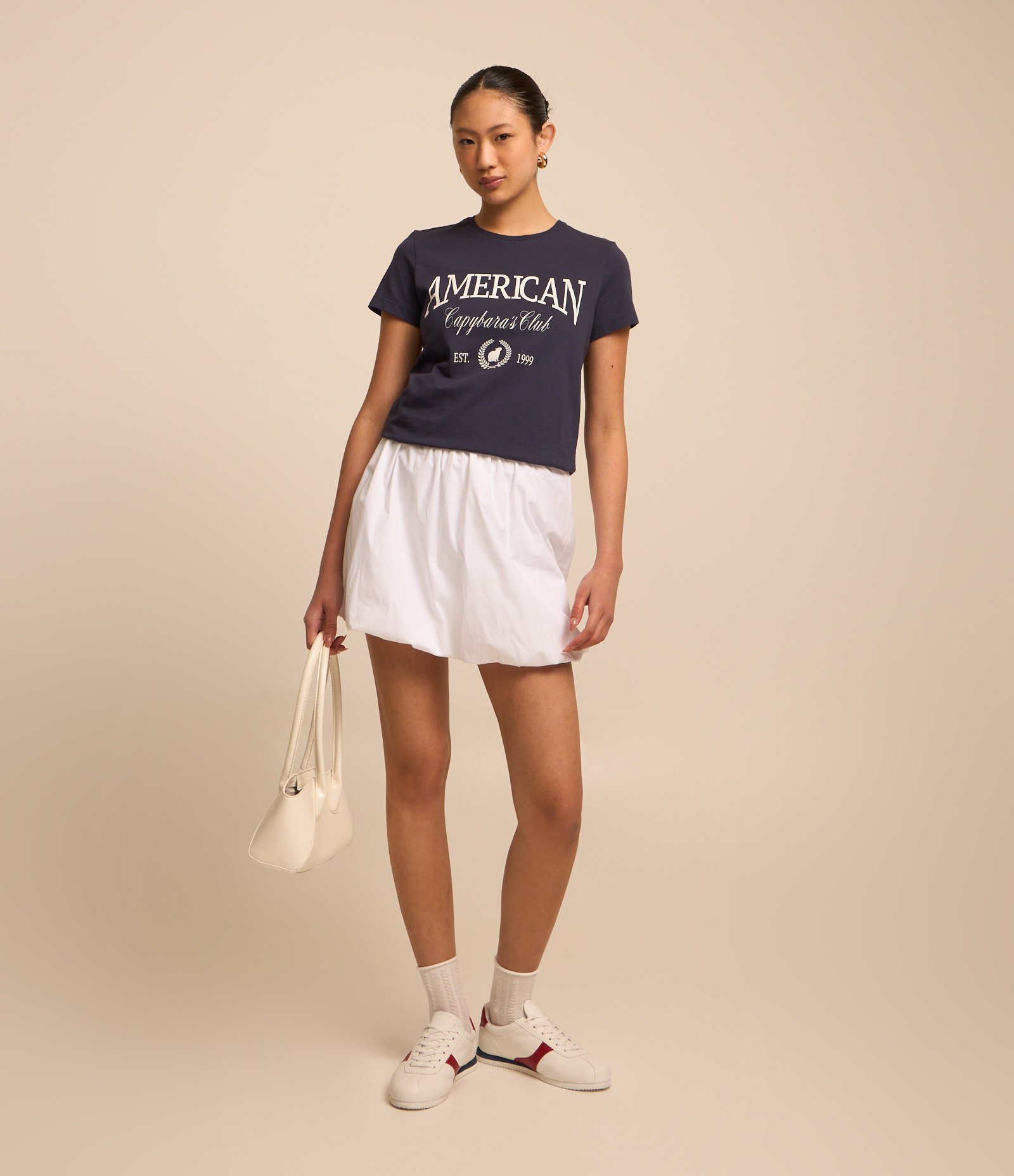 Saia Curta Balonê em Tricoline Branco 1