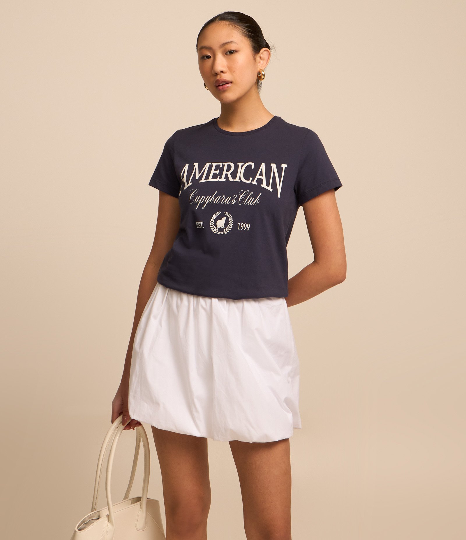 Saia Curta Balonê em Tricoline Branco 2