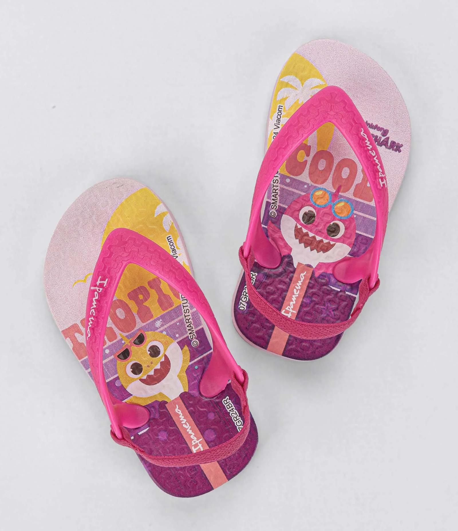 Chinelo Infantil com Elástico e Estampa Baby Shark - Tam 19 a 24 Rosa 1