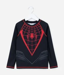 Camiseta Infantil Proteção UV e Estampa Homem-Aranha - Tam 3 a 10 Anos