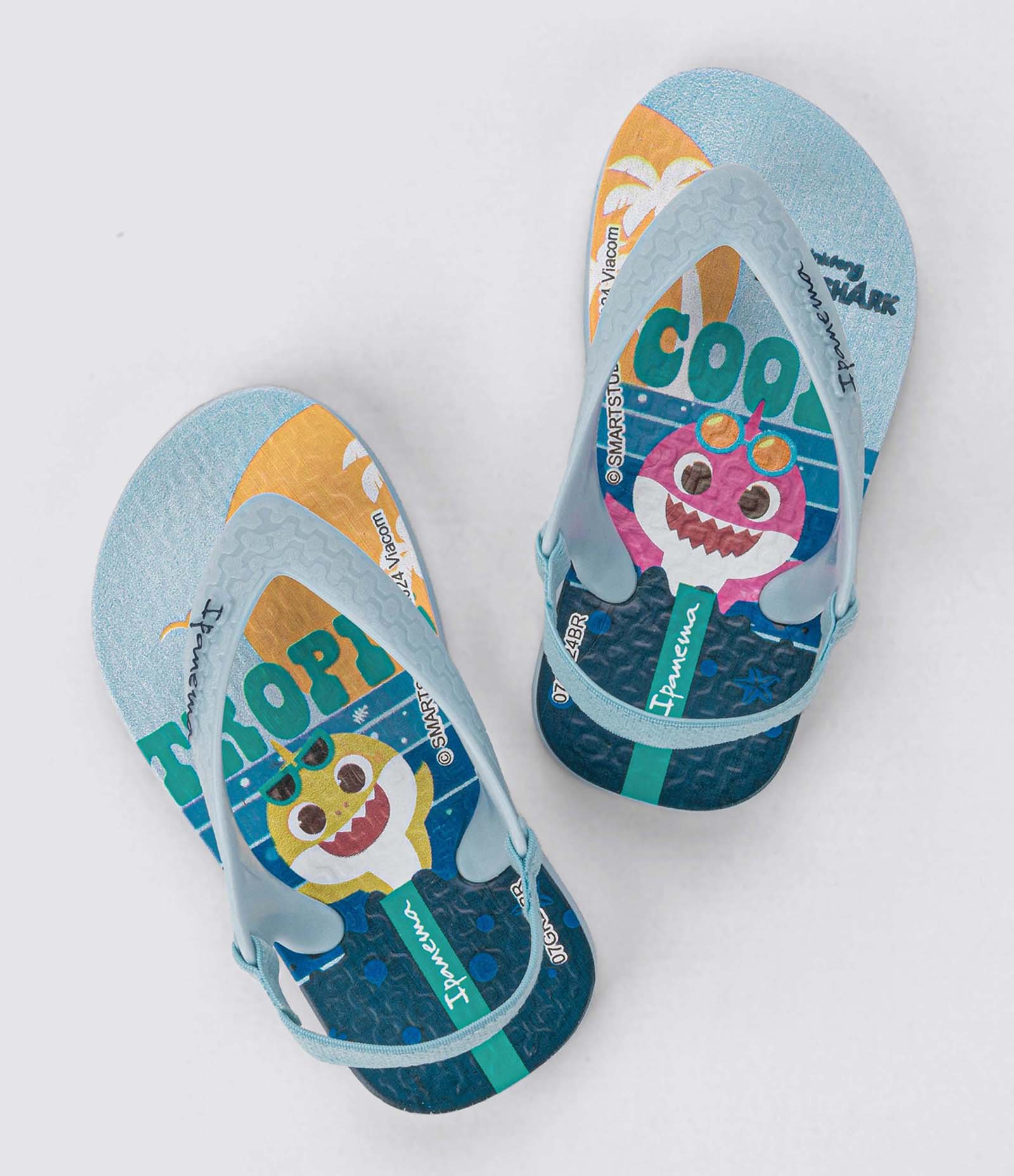 Chinelo Infantil com Elástico e Estampa Baby Shark - Tam 20 a 24 Azul 1