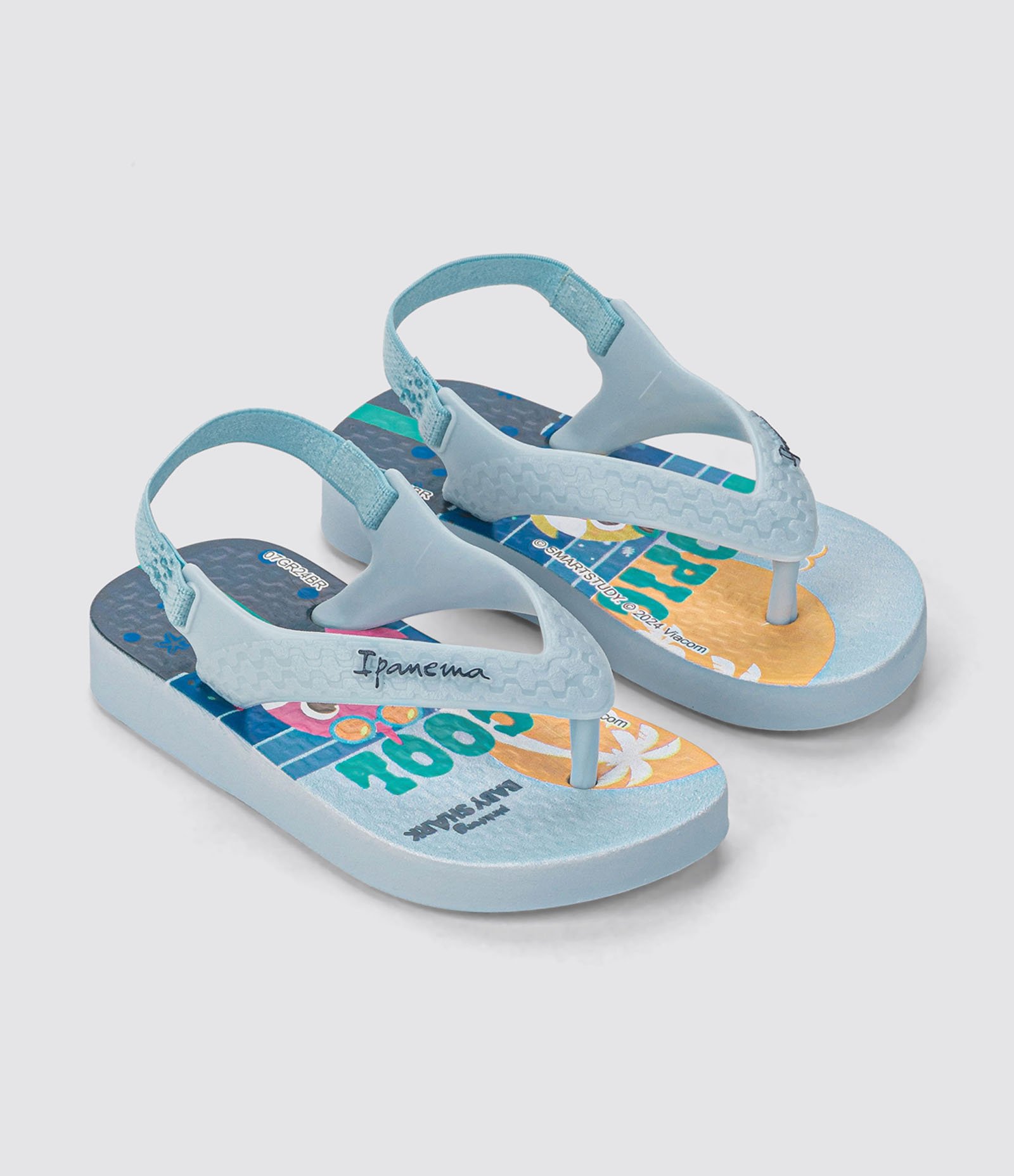 Chinelo Infantil com Elástico e Estampa Baby Shark - Tam 20 a 24 Azul 2