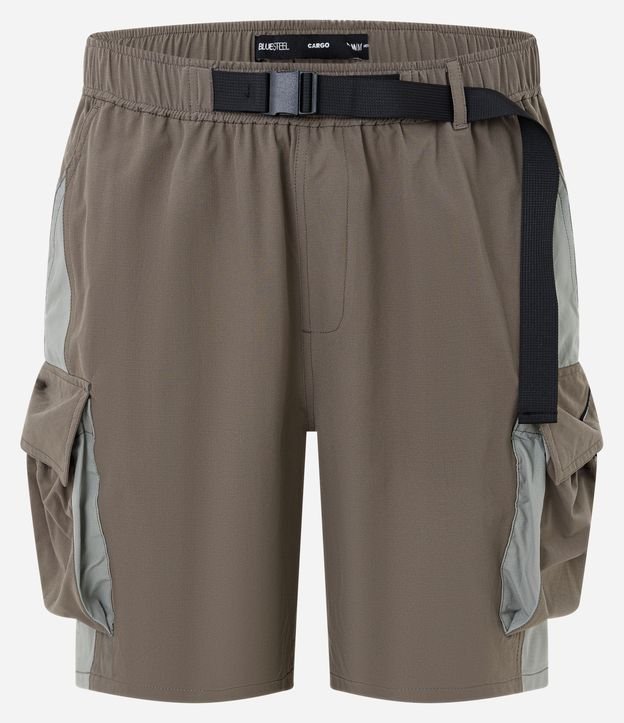 Bermuda Baggy com Cós Elástico Cinto Ajustável e Bolso Cargo