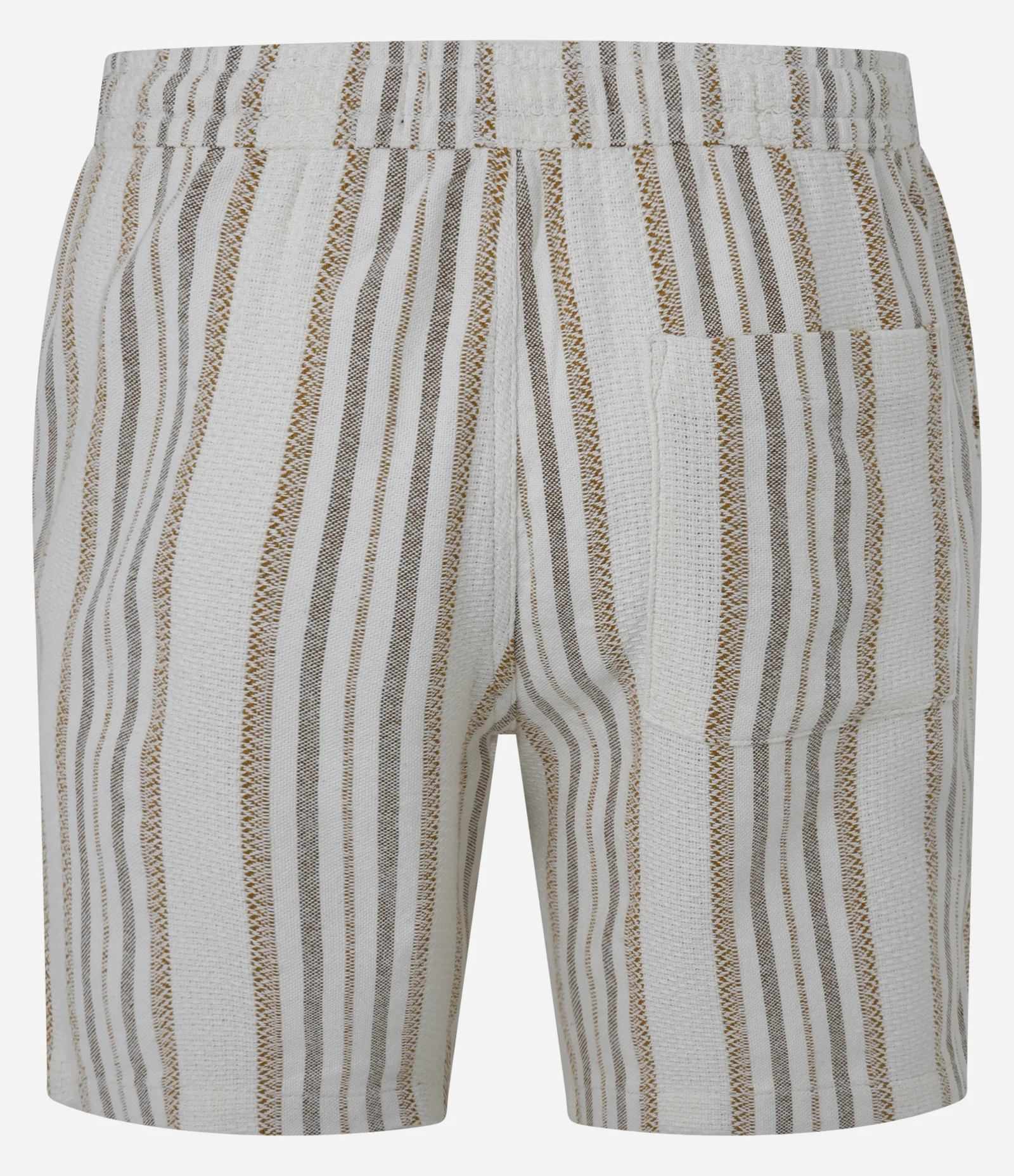 Bermuda Listrada com Textura e Cós Elástico Bege 2