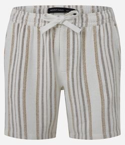 Bermuda Listrada com Textura e Cós Elástico