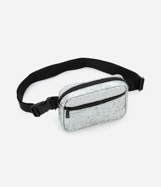 Pochete Pequena com Glitter Bolso Frontal e Alça com Gorgorão