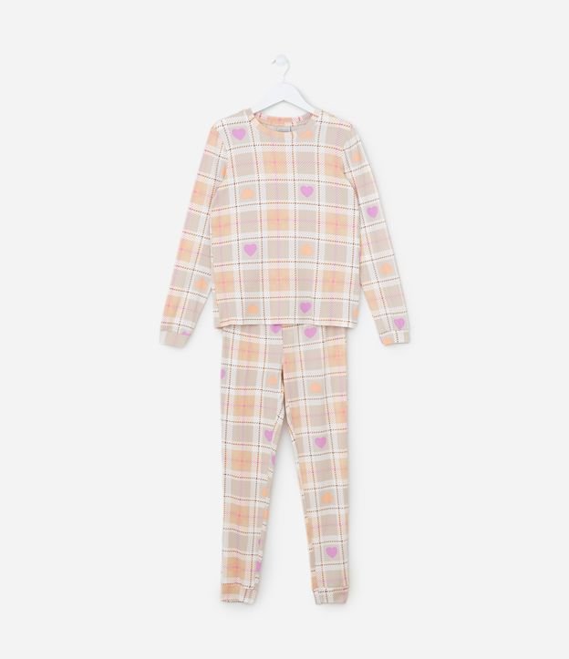 Pijama Longo Infantil com Toque Suave e Estampa Xadrez - Tam 5 a 14 Anos