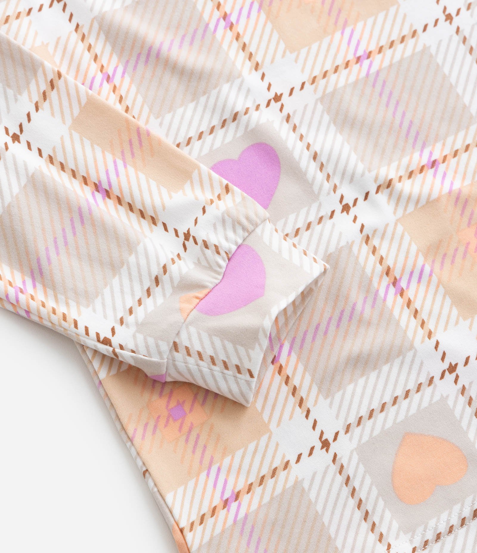 Pijama Longo Infantil com Toque Suave e Estampa Xadrez - Tam 5 a 14 Anos Bege/Laranja 8