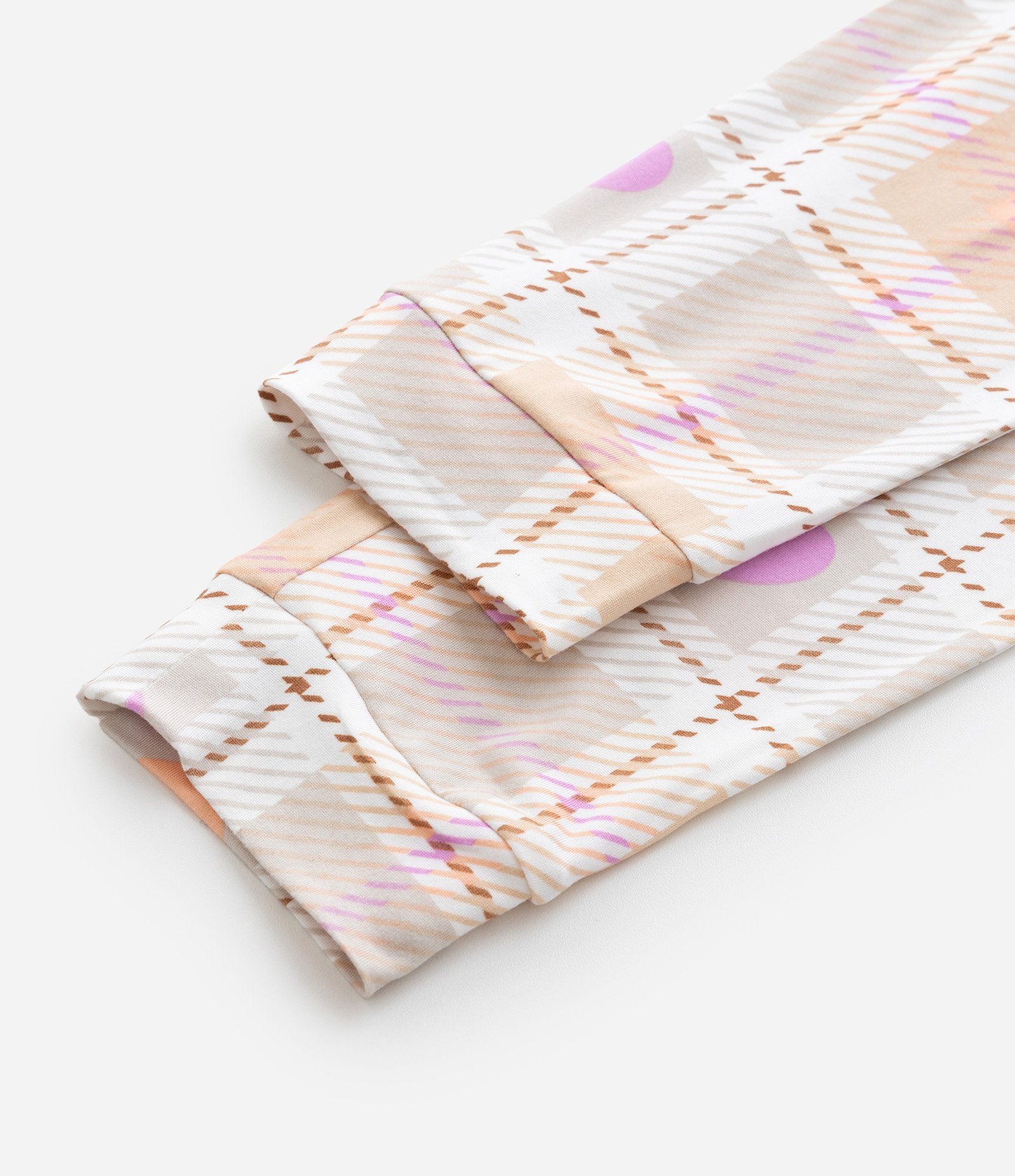 Pijama Longo Infantil com Toque Suave e Estampa Xadrez - Tam 5 a 14 Anos Bege/Laranja 7