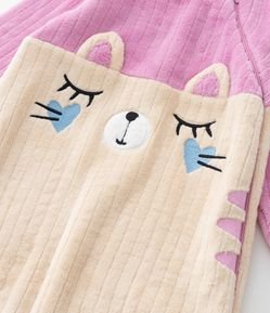 Pijama Jumper Infantil em Fleece com Bordado Gatinha - Tam 1 a 4 Anos