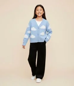 Calça Wide Leg Infantil em Plush - Tam 5 a 14 Anos