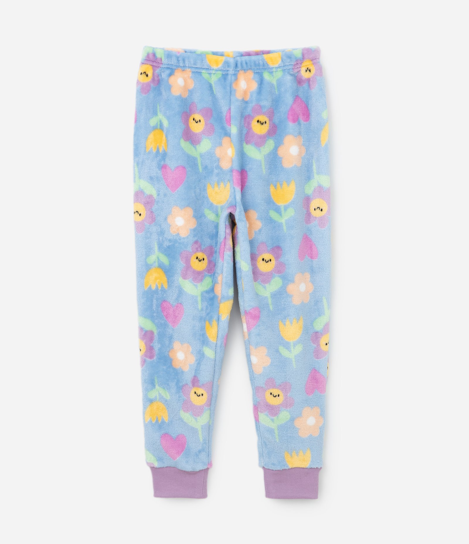 Pijama Infantil em Fleece com Bordado Florzinha - Tam 2 a 6 Anos Azul 8
