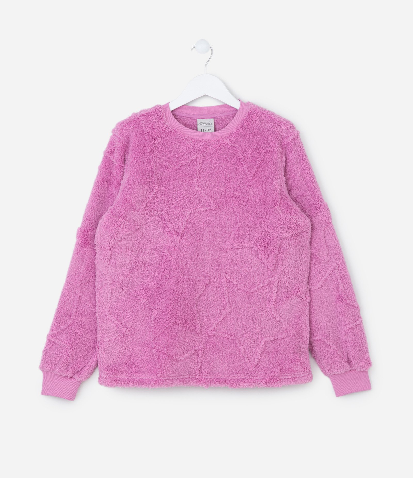 Pijama Infantil em Fleece com Textura de Estrelas - Tam 5 a 14 Anos Rosa 2