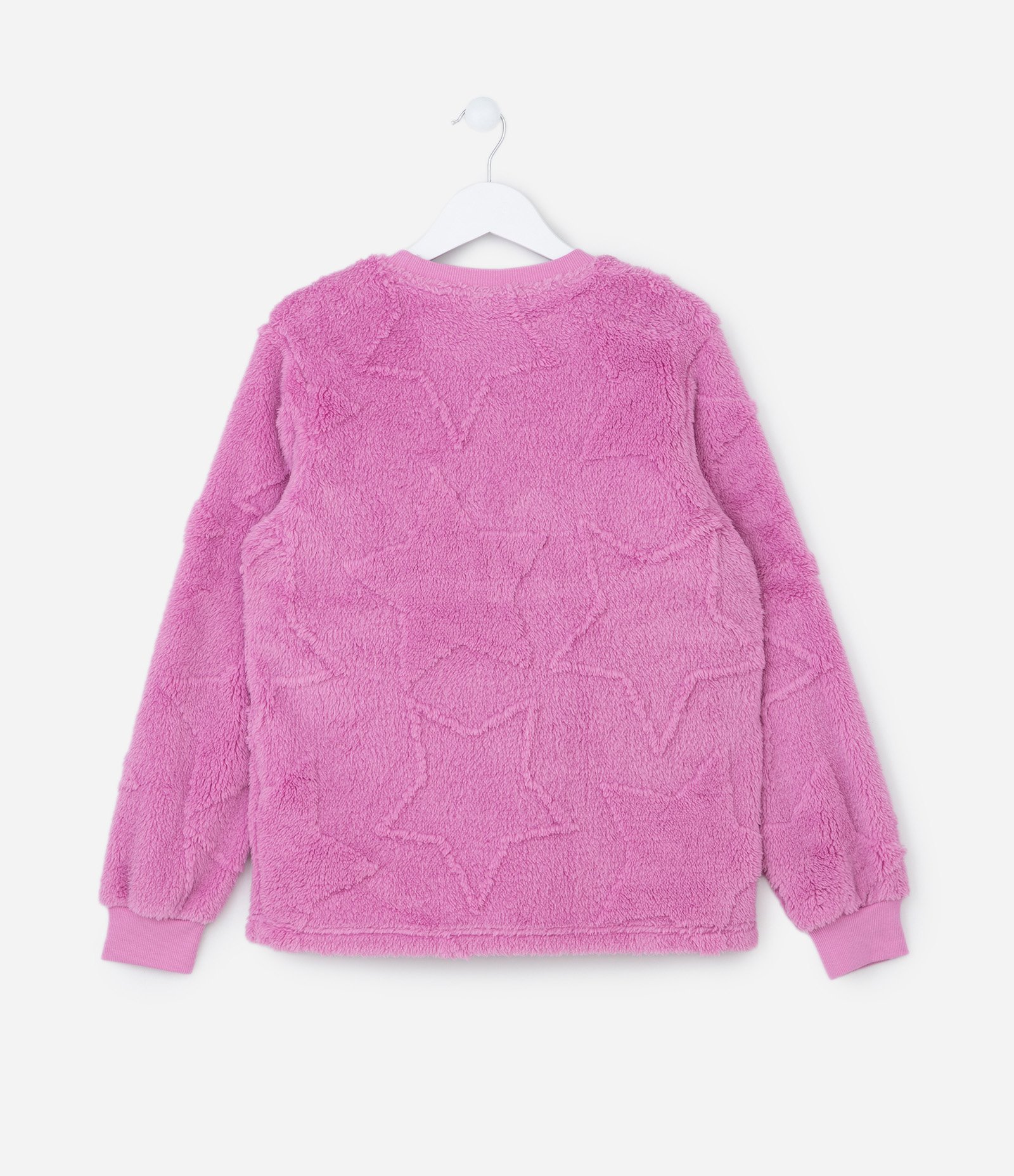 Pijama Infantil em Fleece com Textura de Estrelas - Tam 5 a 14 Anos Rosa 3
