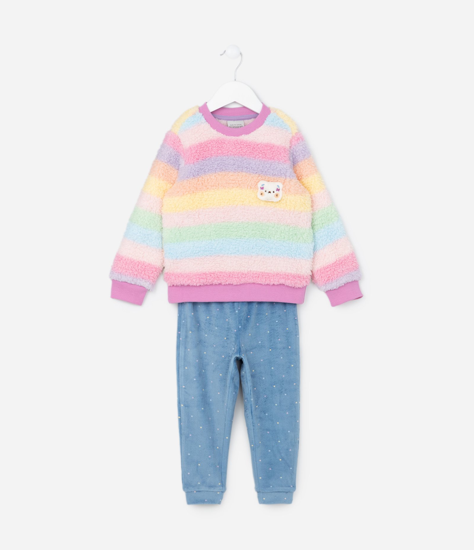 Pijama Infantil em Sherpa com Bordado Bichinho - Tam 1 a 6 Anos Multicores 1