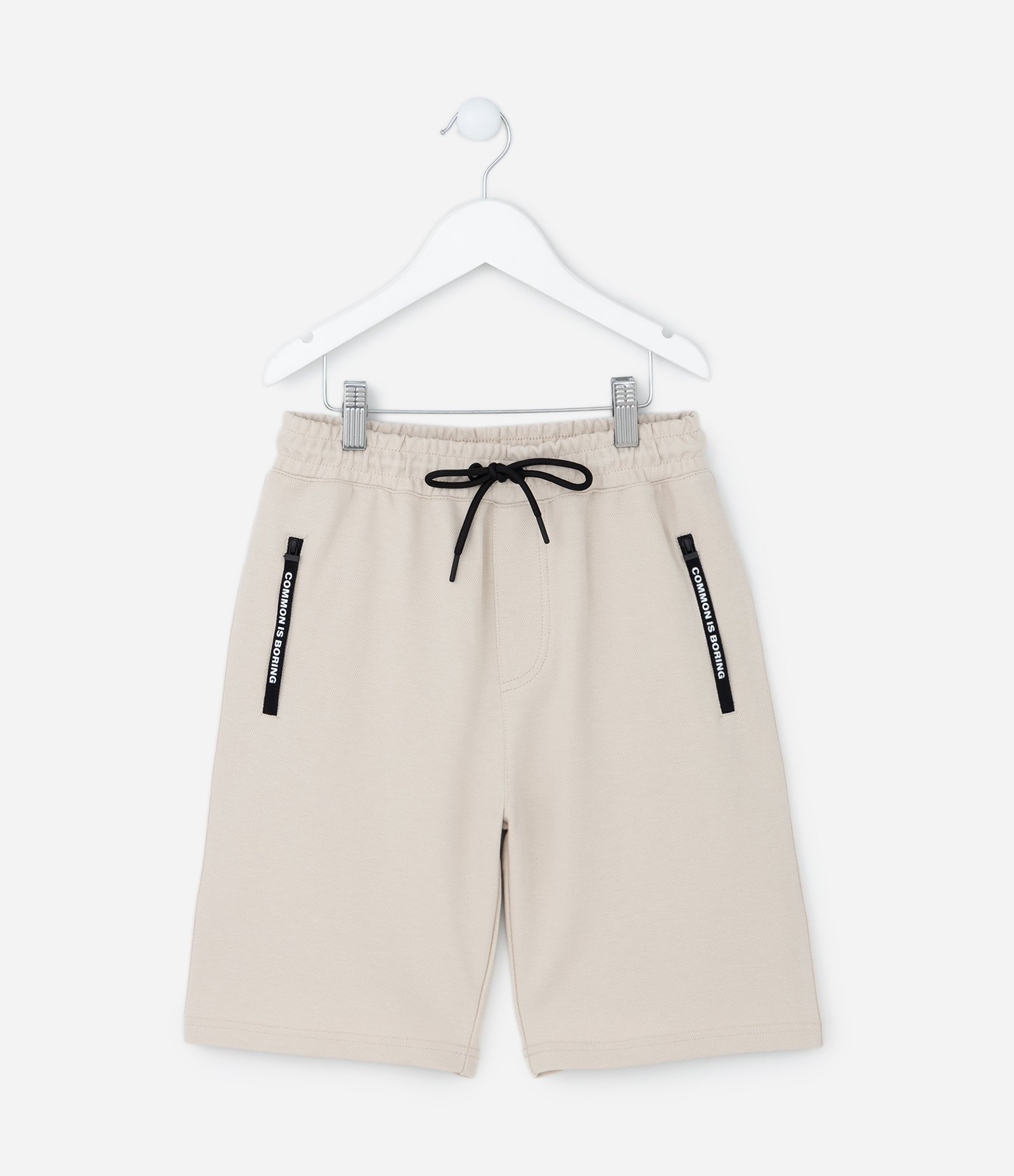 Bermuda Infantil em Moletom com Bolsinhos - Tam 5 a 14 Anos Bege 1