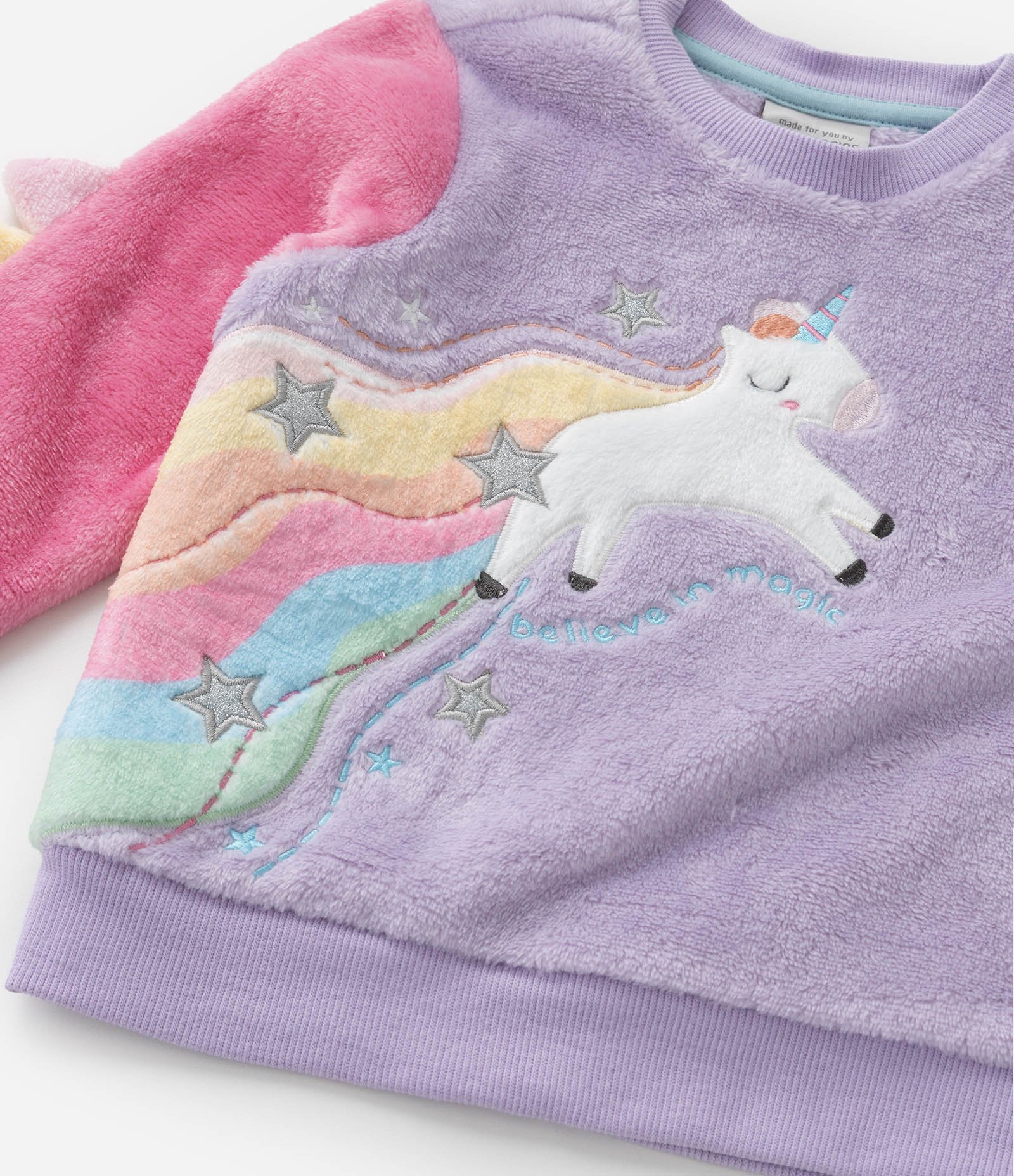 Pijama Infantil em Fleece com Bordado Unicórnio - Tam 1 a 4 Anos Multicores 11
