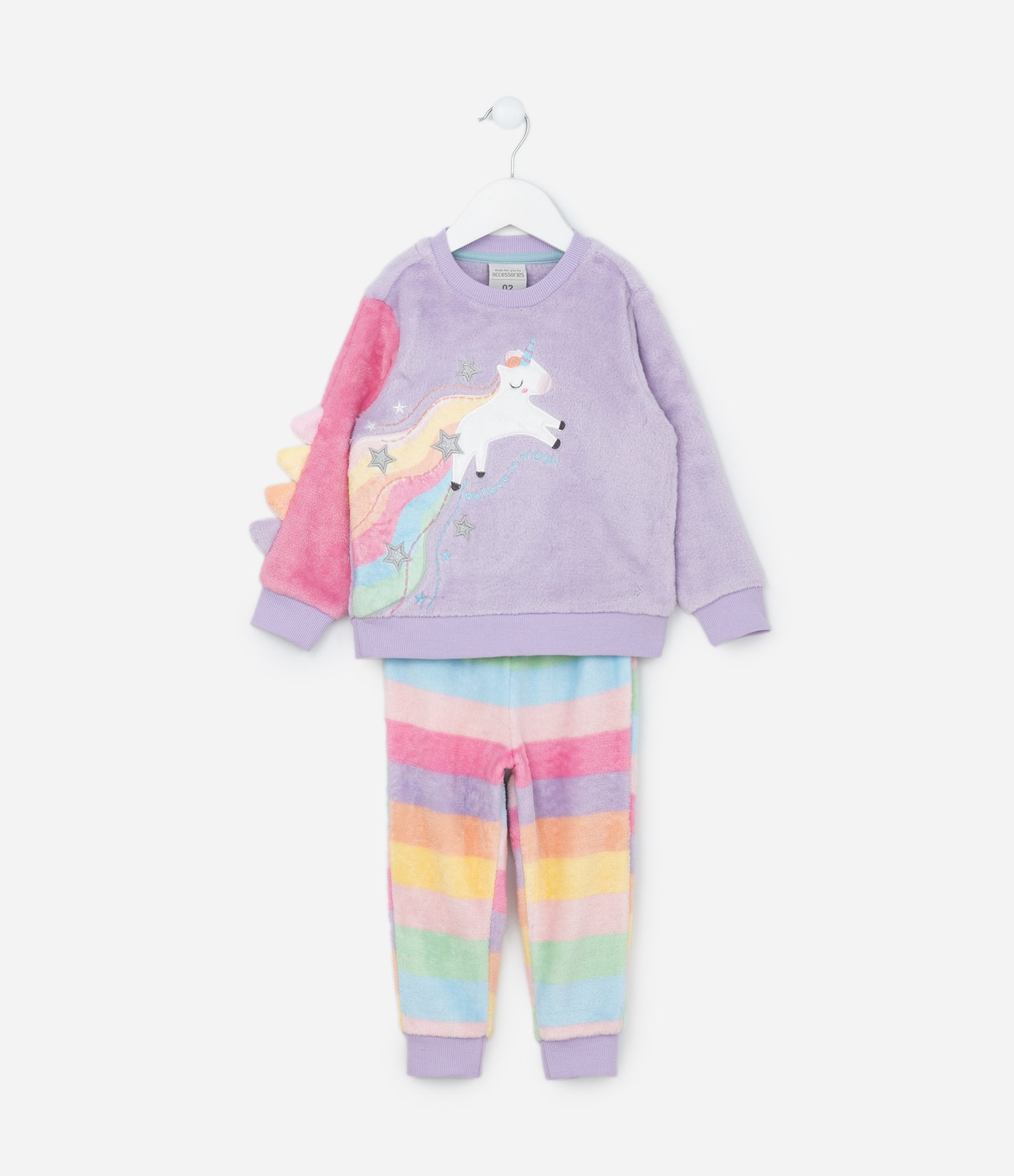 Pijama Infantil em Fleece com Bordado Unicórnio - Tam 1 a 4 Anos Multicores 1