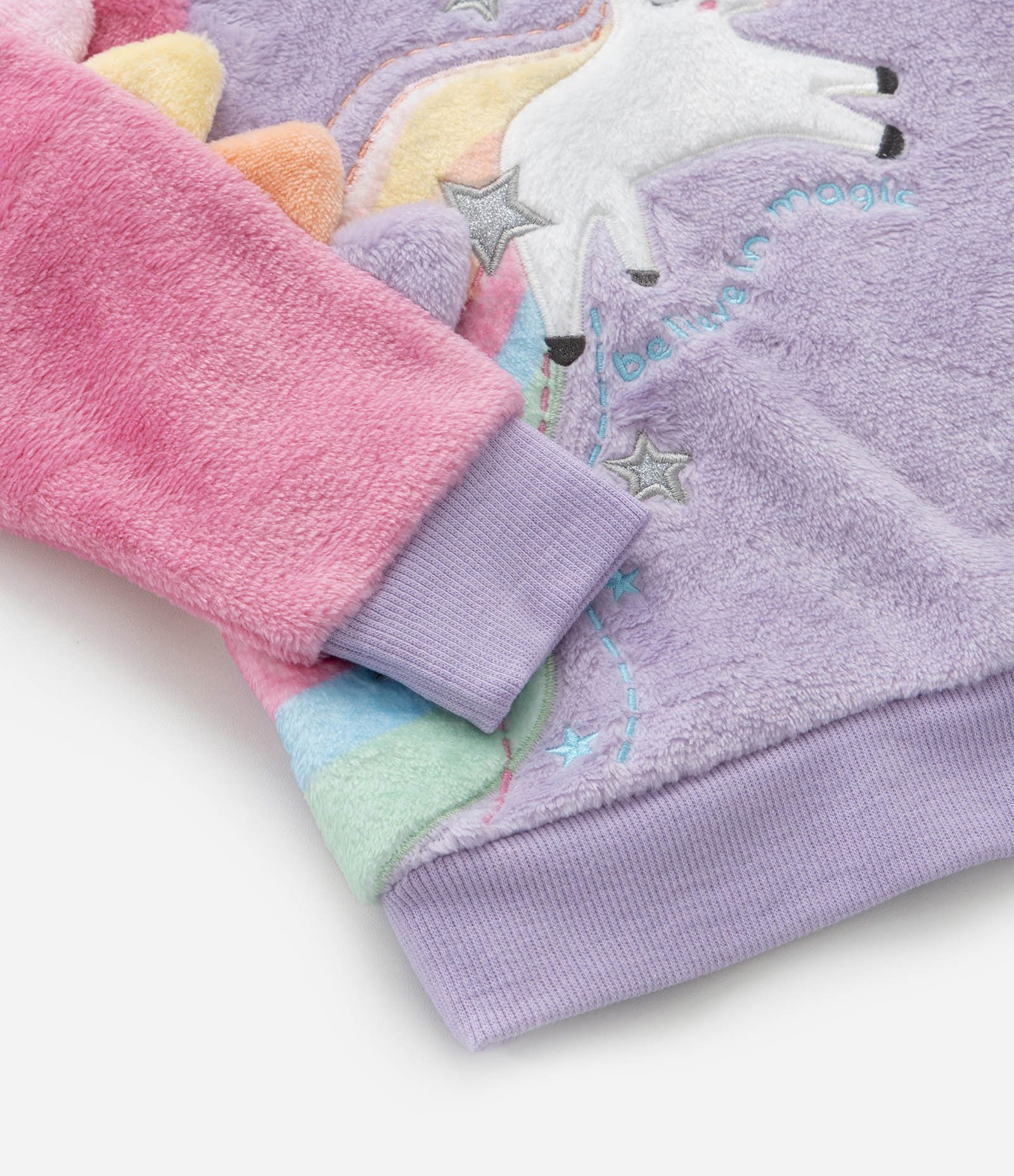 Pijama Infantil em Fleece com Bordado Unicórnio - Tam 1 a 4 Anos Multicores 6