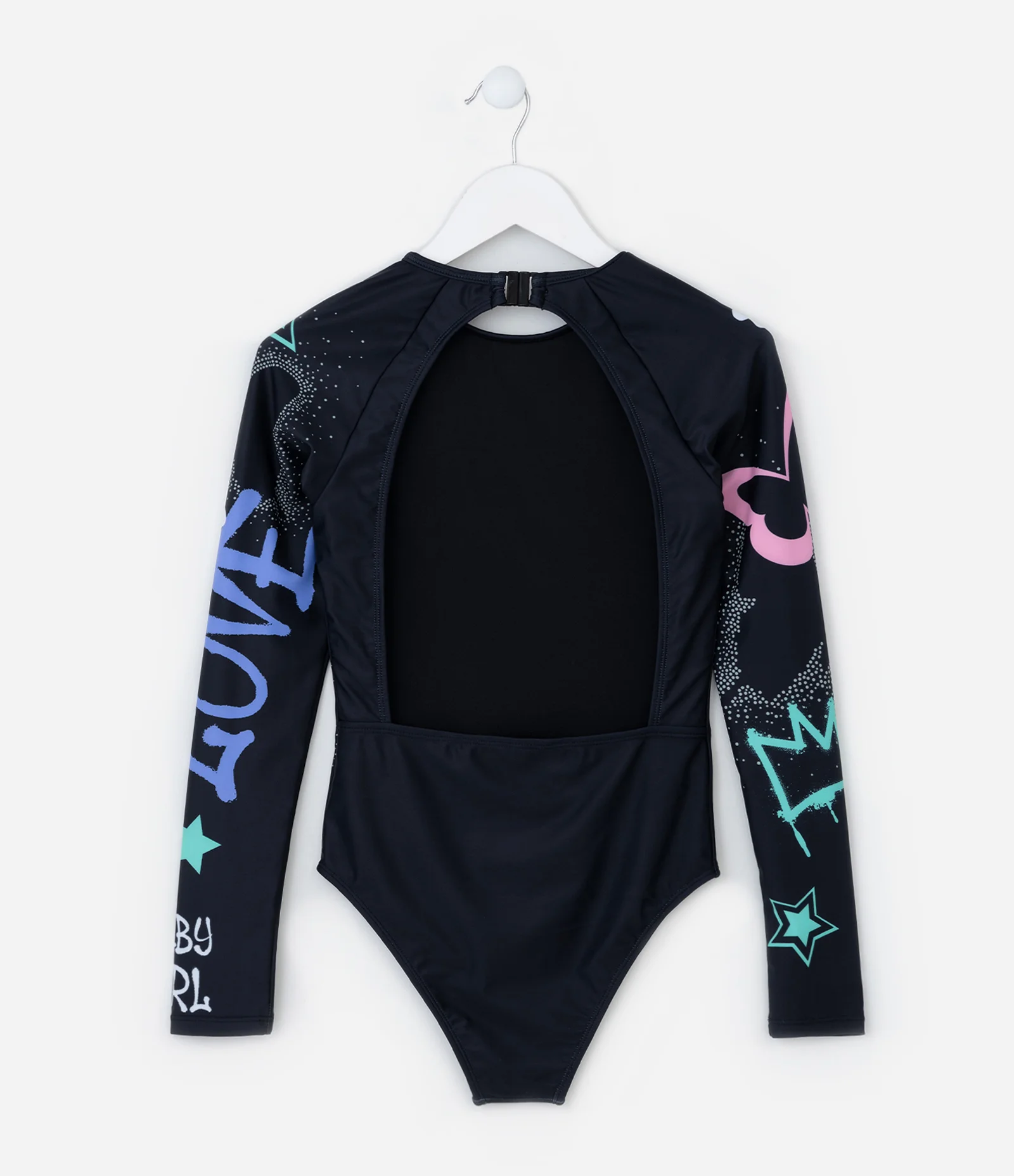 Maiô Infantil com Recorte nas Costas e Proteção UV - Tam 5 a 14 Amos Preto 2