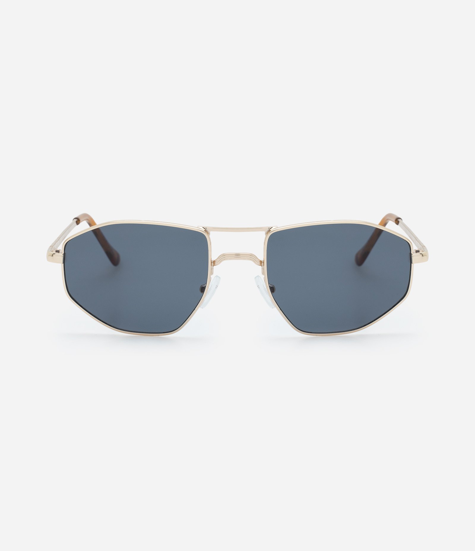 Óculos de Sol Quadrado Metalizado Sem Padronagem com Armação Fina Dourado 1